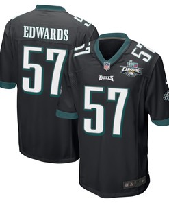 T.J. Edwards 57 Philadelphia Eagles Super Bowl LVII Champions 2 Stars Men Game Jersey - Black