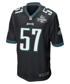 T.J. Edwards 57 Philadelphia Eagles Super Bowl LVII Champions 2 Stars Men Game Jersey - Black