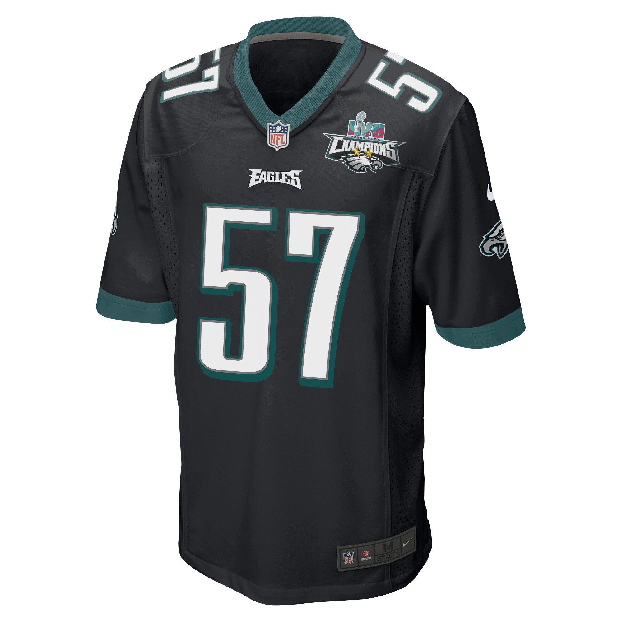 T.J. Edwards 57 Philadelphia Eagles Super Bowl LVII Champions 2 Stars Men Game Jersey - Black