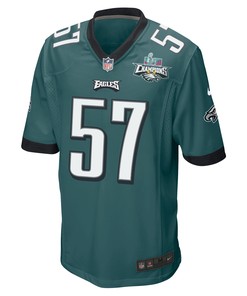 T.J. Edwards 57 Philadelphia Eagles Super Bowl LVII Champions 2 Stars Men Game Jersey - Midnight Green