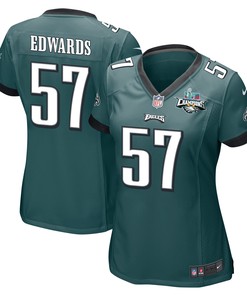 T.J. Edwards 57 Philadelphia Eagles Super Bowl LVII Champions 2 Stars Women Game Jersey - Midnight Green