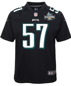 T.J. Edwards 57 Philadelphia Eagles Super Bowl LVII Champions 2 Stars Youth Game Jersey - Black
