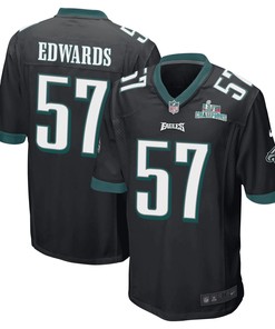T.J. Edwards 57 Philadelphia Eagles Super Bowl LVII Champions Men Game Jersey - Black