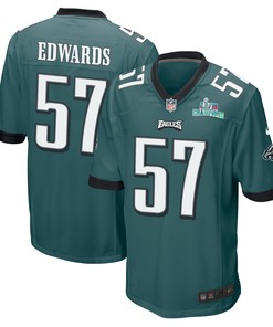 T.J. Edwards 57 Philadelphia Eagles Super Bowl LVII Champions Men Game Jersey - Midnight Green