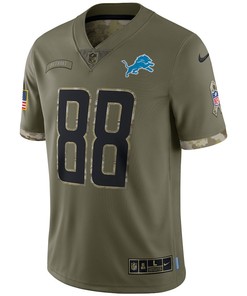 T.J. Hockenson Detroit Lions 2022 Salute To Service Limited Jersey - Olive