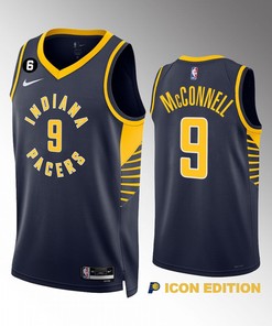 T.J. McConnell 9 Indiana Pacers Navy Icon Edition 2022-23 Men Jersey Swingman