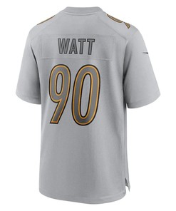 T.J. Watt 90 Pittsburgh Steelers Atmosphere Fashion Game Jersey - Gray