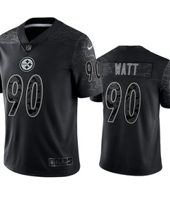 T.J. Watt 90 Pittsburgh Steelers Black Reflective Limited Jersey - Men