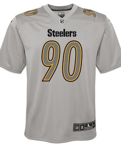T.J. Watt 90 Pittsburgh Steelers Youth Atmosphere Game Jersey - Gray