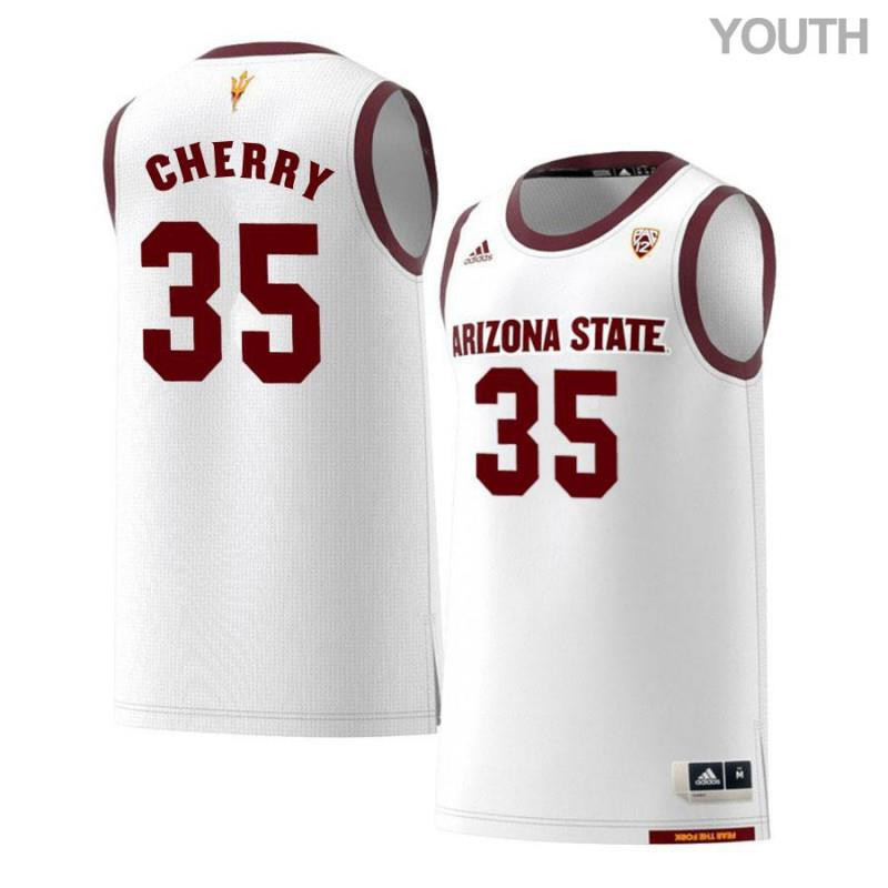 Taeshon Cherry 35 Arizona State Sun Devils Retro Basketball Youth Jersey - White