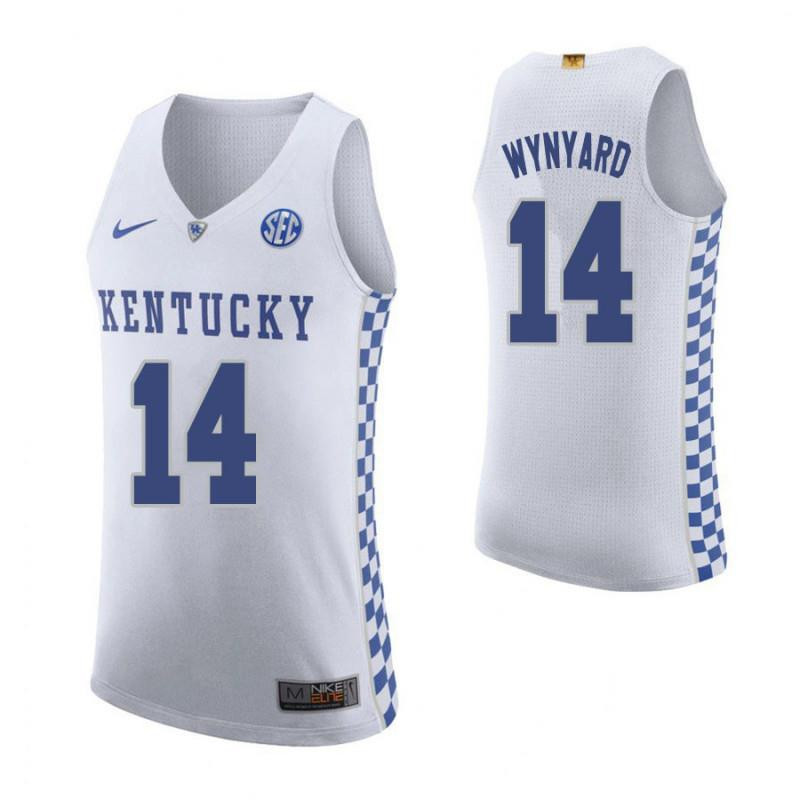 Tai Wynyard 14 Kentucky Wildcats Elite Basketball Road Men Jersey - White
