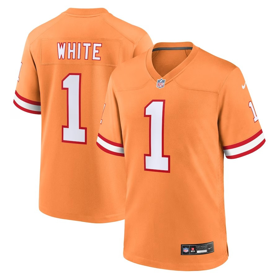 Tampa Bay Buccaneers #1 Rachaad White Throwback Game Jersey - Orange