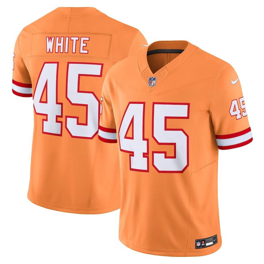 Tampa Bay Buccaneers #45 Devin White Throwback Vapor Fuse Limited Jersey - Orange
