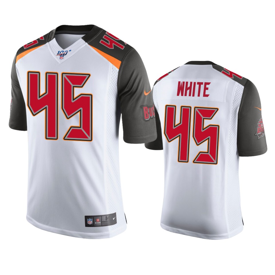 Tampa Bay Buccaneers Devin White White 100th Season Vapor Limited Jersey