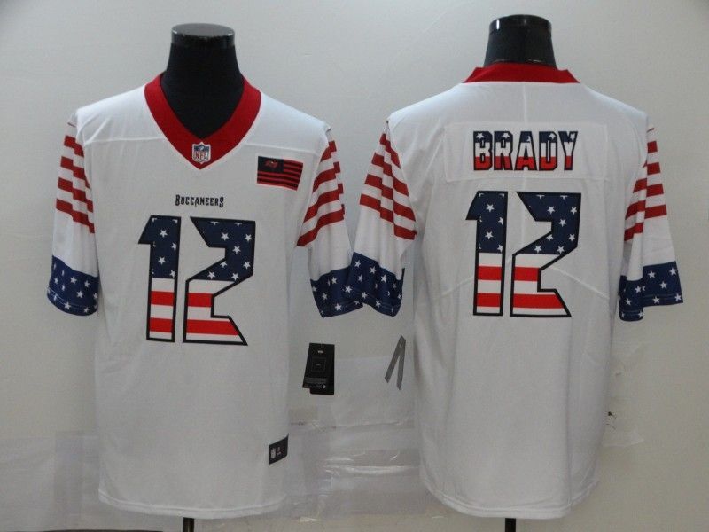 Tampa Bay Buccaneers Tom Brady #12 Nfl 2020 American Flag White Jersey