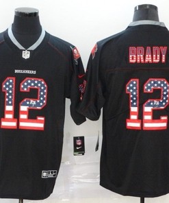Tampa Bay Buccaneers Tom Brady #12 Nfl 2020 Us Flag Black Jersey