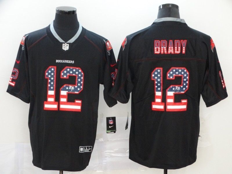 Tampa Bay Buccaneers Tom Brady #12 Nfl 2020 Us Flag Black Jersey