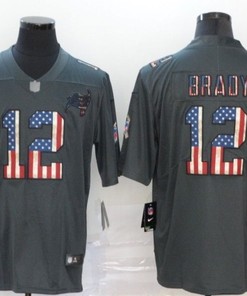 Tampa Bay Buccaneers Tom Brady #12 Nfl 2020 Us Flag Grey Jersey
