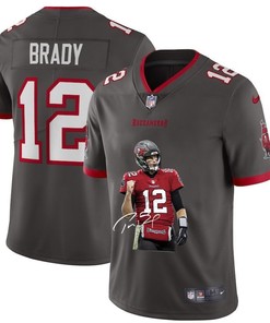 Tampa Bay Buccaneers Tom Brady #12 Nfl Portrait Brandedition Grey Jersey