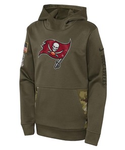Tampa Bay Buccaneers Youth 2022 Salute To Service Performance Pullover Hoodie - Olive