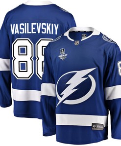 Tampa Bay Lightning Andrei Vasilevskiy 88 Home 2022 Stanley Cup Final Breakaway Men Jersey - Blue