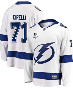 Tampa Bay Lightning Anthony Cirelli 71 Away 2022 Stanley Cup Playoffs Breakaway Men Jersey - White