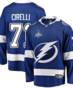 Tampa Bay Lightning Anthony Cirelli 71 Home 2022 Stanley Cup Champions Breakaway Men Jersey - Blue