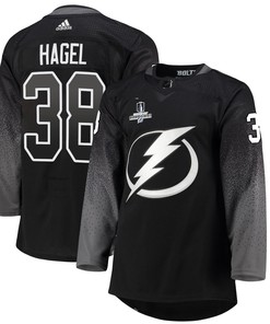Tampa Bay Lightning Brandon Hagel 38 Alternate 2022 Stanley Cup Champions Breakaway Men Jersey - Black