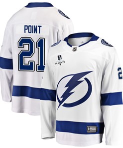 Tampa Bay Lightning Brayden Point 21 Away 2022 Stanley Cup Playoffs Breakaway Men Jersey - White