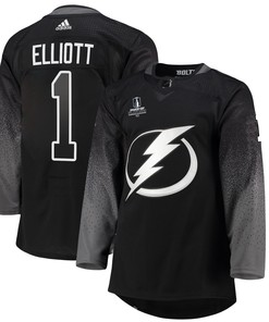 Tampa Bay Lightning Brian Elliott 1 Alternate 2022 Stanley Cup Playoffs Breakaway Men Jersey - Black