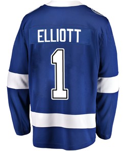 Tampa Bay Lightning Brian Elliott 1 Home 2022 Stanley Cup Champions Breakaway Men Jersey - Blue