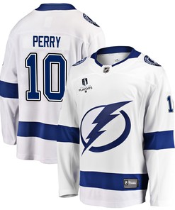 Tampa Bay Lightning Corey Perry 10 Away 2022 Stanley Cup Playoffs Breakaway Men Jersey - White
