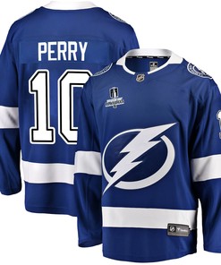 Tampa Bay Lightning Corey Perry 10 Home 2022 Stanley Cup Playoffs Breakaway Men Jersey - Blue