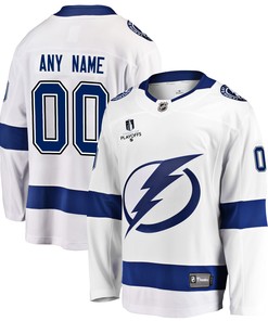 Tampa Bay Lightning Custom Away 2022 Stanley Cup Playoffs Breakaway Men Jersey - White