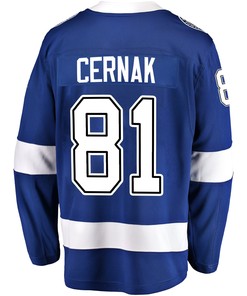 Tampa Bay Lightning Erik Cernak 81 Home 2022 Stanley Cup Playoffs Breakaway Men Jersey - Blue