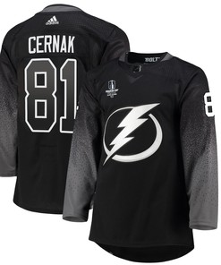 Tampa Bay Lightning Erik Cernak 81 alternate 2022 Stanley Cup Final Breakaway Men Jersey - black
