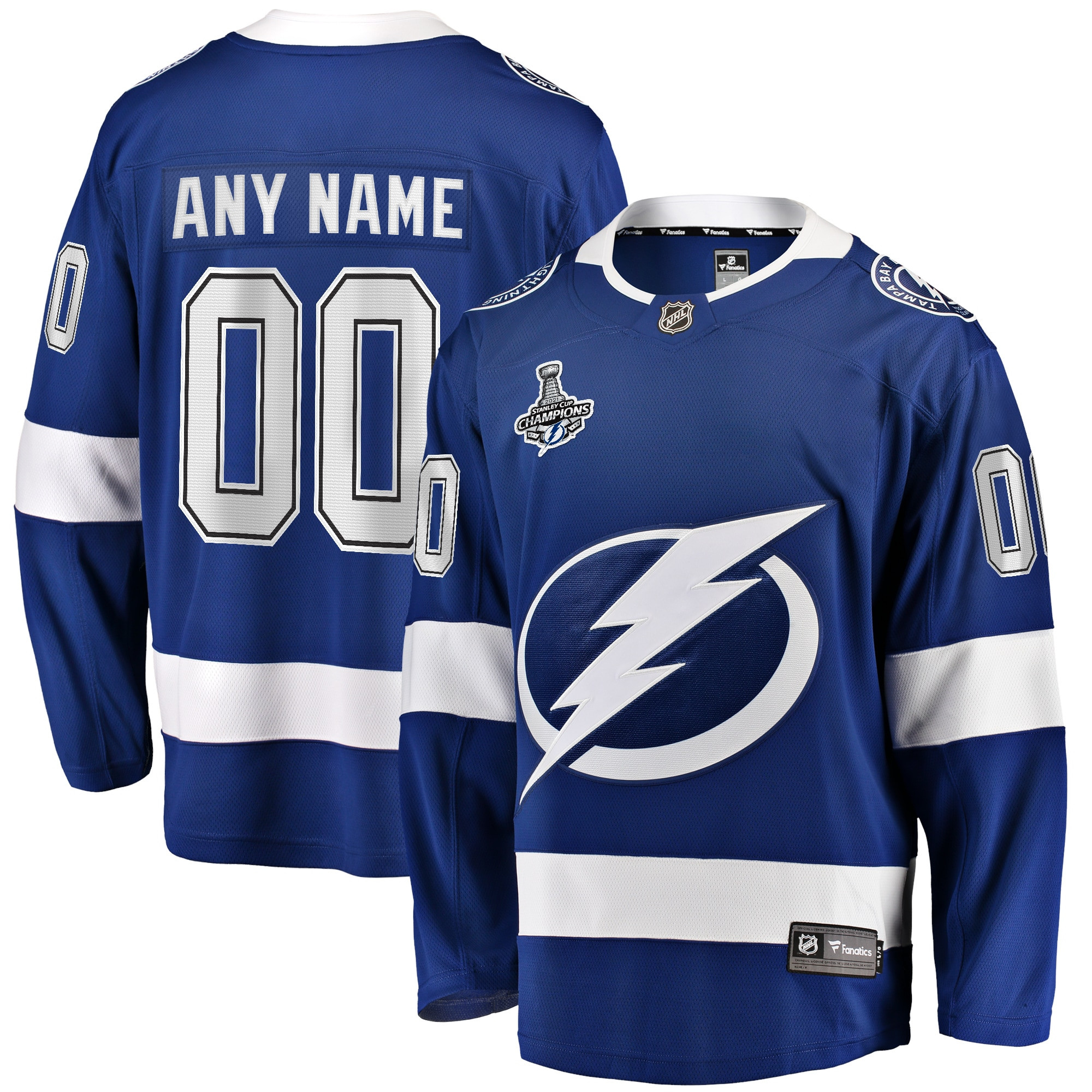 Tampa Bay Lightning Fanatics Branded 2021 Stanley Cup Champions Home Breakaway Custom Jersey - Blue Custom Jerseys Nhl