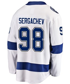 Tampa Bay Lightning Mikhail Sergachev 98 Away 2022 Stanley Cup Final Breakaway Men Jersey - White