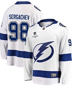 Tampa Bay Lightning Mikhail Sergachev 98 Away 2022 Stanley Cup Playoffs Breakaway Men Jersey - White