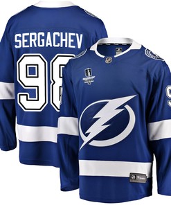 Tampa Bay Lightning Mikhail Sergachev 98 Home 2022 Stanley Cup Final Breakaway Men Jersey - Blue