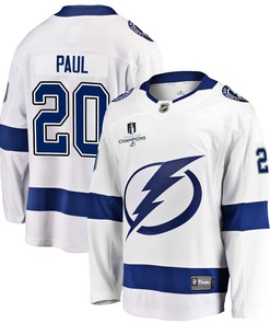 Tampa Bay Lightning Nick Paul 20 Away 2022 Stanley Cup Champions Breakaway Men Jersey - White
