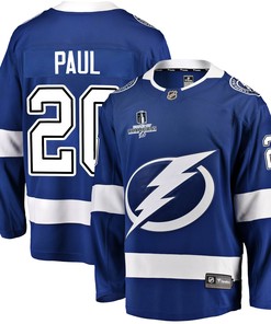 Tampa Bay Lightning Nick Paul 20 Home 2022 Stanley Cup Champions Breakaway Men Jersey - Blue