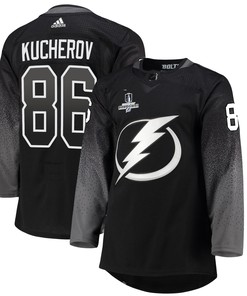 Tampa Bay Lightning Nikita Kucherov 86 Alternate 2022 Stanley Cup Champions Breakaway Men Jersey - Black