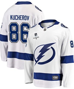 Tampa Bay Lightning Nikita Kucherov 86 Away 2022 Stanley Cup Playoffs Breakaway Men Jersey - White