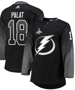 Tampa Bay Lightning Ondrej Palat 18 Alternate 2022 Stanley Cup Champions Breakaway Men Jersey - Black