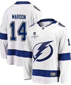 Tampa Bay Lightning Patrick Maroon 14 Away 2022 Stanley Cup Champions Breakaway Men Jersey - White
