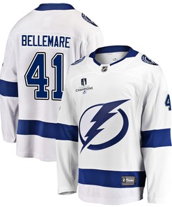 Tampa Bay Lightning Pierre-Edouard Bellemare 41 Away 2022 Stanley Cup Champions Breakaway Men Jersey - White