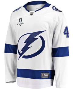 Tampa Bay Lightning Pierre-Edouard Bellemare 41 Away 2022 Stanley Cup Playoffs Breakaway Men Jersey - White