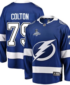Tampa Bay Lightning Ross Colton 79 Home 2022 Stanley Cup Champions Breakaway Men Jersey - Blue