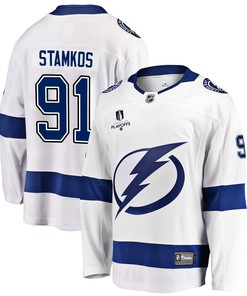 Tampa Bay Lightning Steven Stamkos 91 Away 2022 Stanley Cup Playoffs Breakaway Men Jersey - White